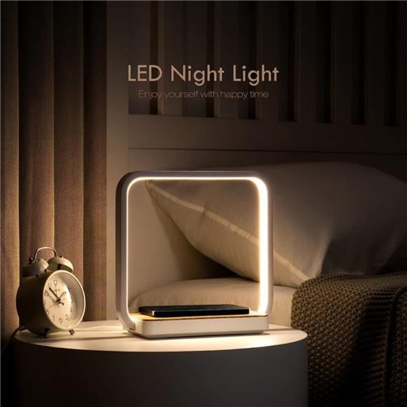 Bedside Lampwith Qi Wireless Charger,A13 Table lamp 3Step Dimmable Touch Control - Picture 6 of 6